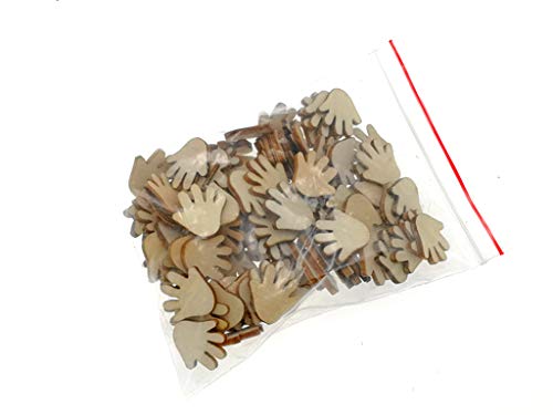 Kinteshun Natural Wood Unfinished Cutout Veneers Slices for Patchwork DIY Crafting Decoration(100pcs,Hand Shape) Kinteshun
