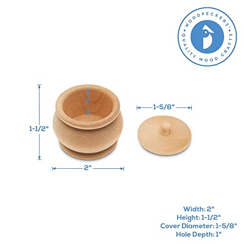 Woodpeckers Pumpkin Wood Trinket Box 1-1/2-inch x 2-inch, Pack of 3 Unfinished Box with Lid Wood, Jewelry Box to Paint for Decor Woodpeckers