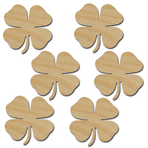Clover Shape Unfinished Wood Shamrock Cut Outs 3" Inch 6 Pieces CLOV03-06 C