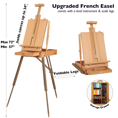 VISWIN Deluxe Acrylic Paint Set, Artist Painting Set with French Easel, 15-100ML(3.38 oz) Acrylic Paints, 12-60ML(2 oz)Pouring Paints, Premium VISWIN