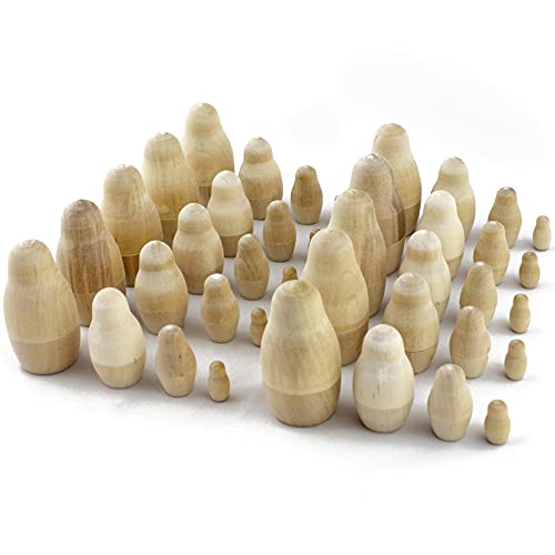 AEVVV Unpainted Blank Russian Nesting Dolls Lot of 10 Sets by 4 pcs - DIY Russian Nesting Dolls to Paint - DIY Blank Doll Wooden AEVVV