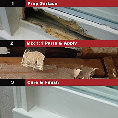 PC Products PC-Woody Wood Repair Epoxy Paste Kit with Mixing Tool, Two-Part 6 oz in Two Cans, Tan (83321) PC Products