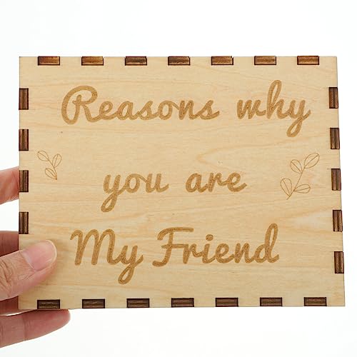 VOSAREA 1 Set Wooden Friendship Gift Box Reasons Why You Are My Friend Box Unfinished Wooden Keepsake Box with Wood Heart Slice Birthday Gifts VOSAREA