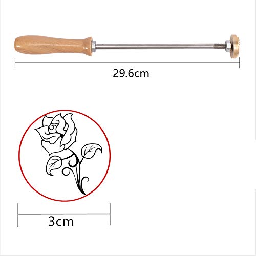 Rose Flower Leather Branding Iron with Wooden Handle for Unique Crafting and Baking SUPERFINDINGS