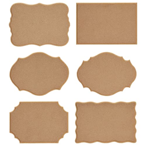 12-Pack MDF Unfinished Wood Plaques, 7.2x5 Inch Mini Boards, Rustic-Style Signs, Natural Signboards for Home Decor and DIY Projects, 6 Designs, 2 of Juvale