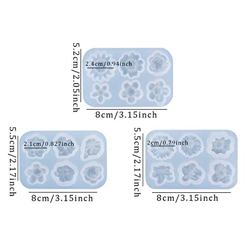 FineInno 3Pcs Flower Resin Molds 3D Mini Sunflower Silicone Moulds Daisy Crystal Casting Molds Clay Epoxy Craft Jewelry Pendants Earring Necklace FineInno