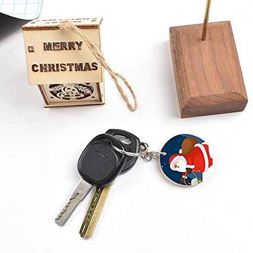 Happyay 30Pcs Natural Wood Slices, 1.5 inch Unfinished Wood Sign, Unfinished Predrilled Log Discs Wooden Circles with 30 pcs Key Rings for DIY Crafts Happyay