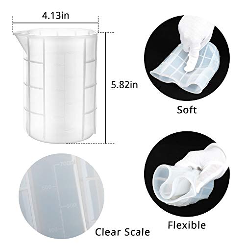 Gartful 700ml Extra Large Silicone Measuring Cups, Resin Mixing Cups for Epoxy, Jewelry Casting Molds, Acrylic Paint Pouring, Nonstick Reusable Craft Gartful