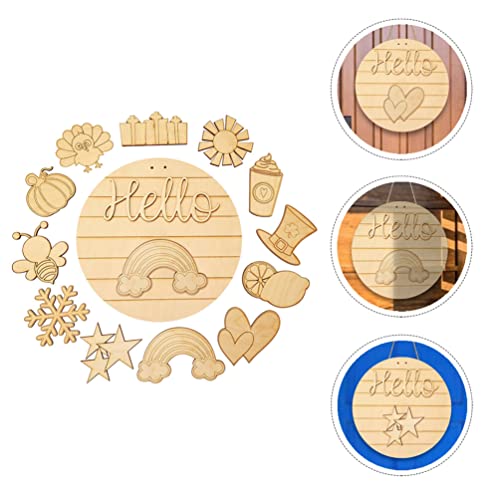 KESYOO Home Decor Interchangeable Seasonal Welcome Sign DIY Unfinished Wood Front Door Sign Farmhouse Wall Hanger Plaque Board For Festival KESYOO