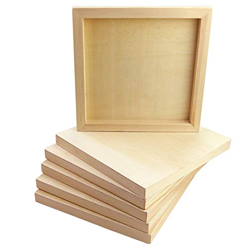 Owevvin 6 Pack 8 x 8 Inch Unfinished Wood Cradled - Wooden Canvas Panels Boards for Painting, Drawing and DIY Crafts Projects Owevvin