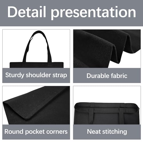 OKBA 10 PCS Tote bag,black canvas bags bulk, scrawl shopping bag,blank canvas tote bags for DIY craft and decorative craft 12.2 * 14.2 inches(31 * OKBA