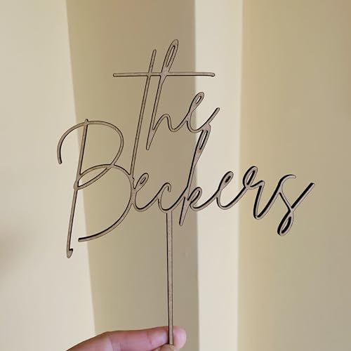 Personalized Wedding Wood Cake Topper, Custom Cake Topper, Handwritten Last Name, Anniversary Cake Topper, Mr and Mrs, Bride & Groom, Calligraphy FranJohnsonHouse