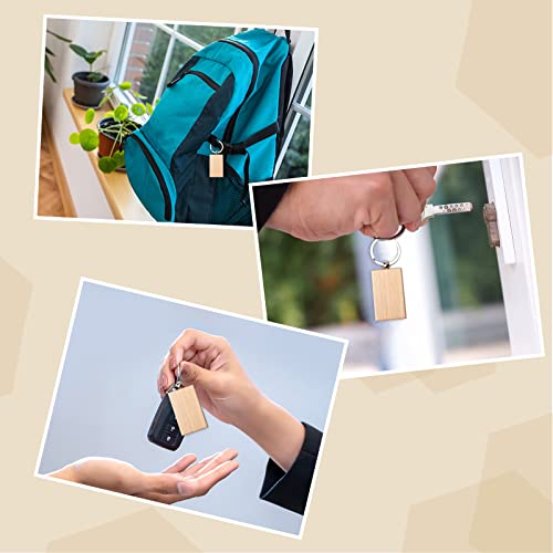 20 Pieces Blank Wooden Key Chain, Rectangle Wood Blanks for Key Chains, Wood Engraving Blanks for DIY Gift Crafts fuceury