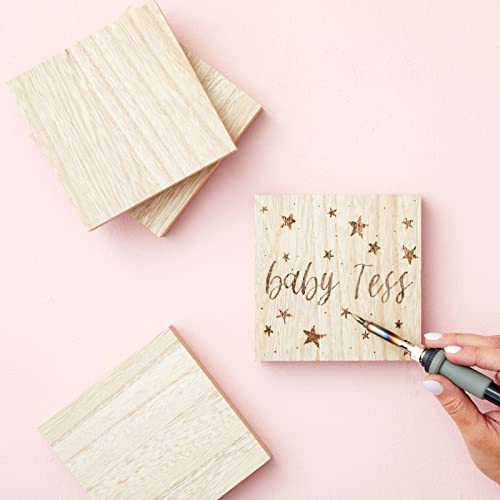 4 Pack of Unfinished Wood Blocks for Crafting, Wall Decorations, MDF Wooden Squares 1 Inch Thick for DIY Projects, Art Classes, Photo Blocks, Bright Creations