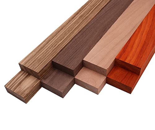 Imported Exotic Hardwood Variety Pack - Zebrawood, Walnut, Padauk, Okoume - 3/4" x 2" (8 Pcs) (3/4" x 2" x 18") Barrington Hardwoods