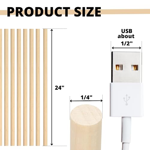 20PCS Wood Dowel Rod 24 Inch – Wood Craft Sticks 1/4 inch x 24 Inch Wooden Dowels for Crafts Balsa Wood Rod Bass Wood Sticks Long Wooden Sticks BELMAKS