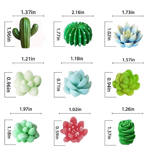 Mafuke 9 Pack Succulent Silicone Mold,Flower Resin Mold,Silicone Candle Molds.3D Cacti Candle Mold Silicone for Scented Candles Soaps Making, Wax, Navani