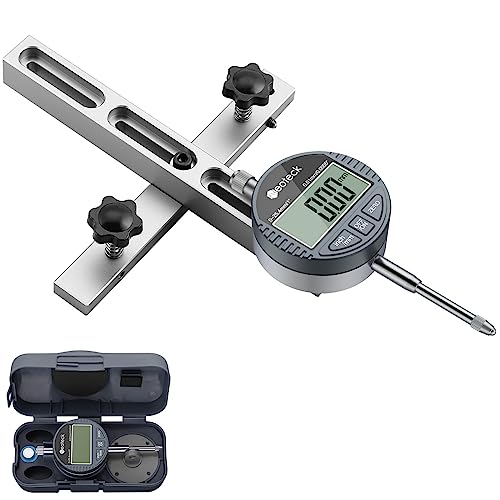 Neoteck 0-1'' Digital Dial Indicator Table Saw Gauge with 3.2inch Long Anodized Aluminum Bar for Aligning and Calibrating Work Shop Machinery Table Neoteck