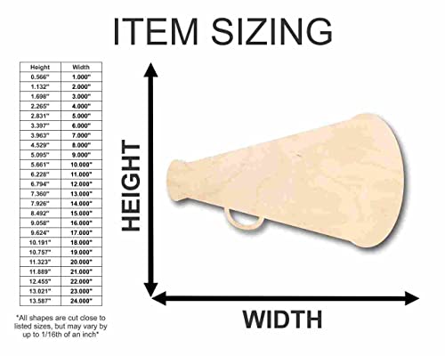 Unfinished Wood Megaphone Shape - Cheerleader - Protest - Craft - up to 24" DIY 7" / 1/8" 24 Hour Crafts