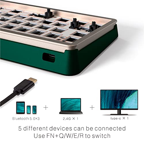 DRAOZA GK61 Custom DIY Gaming Mechanical Keyboard Kit, Aluminum Metal CNC Shell, RGB Hot Swap 3pin/5pin Switch, Programmable Triple Mode Bluetooth DRAOZA