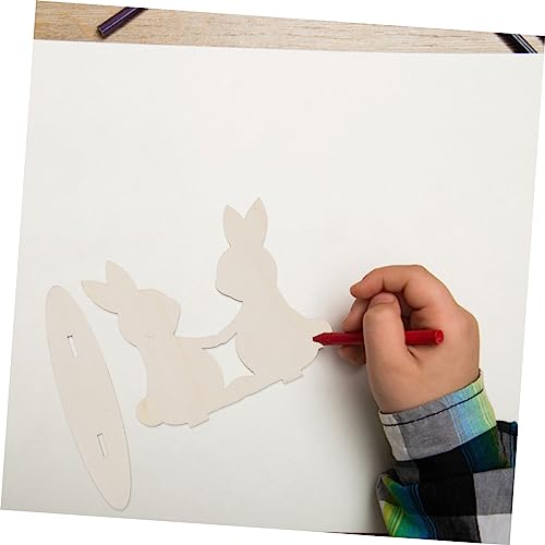 BESPORTBLE 10pcs White Rabbit Ornament Easter Unfinished Rabbit Cutouts Easter Wood Cutouts Blank Bunny Cutout Easter Wood Slice Blank Flags Wooden BESPORTBLE