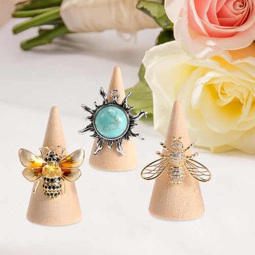 IMIKEYA 20Pcs Natural Wood Cone Unfinished Christmas Tree Ring Holders Unpainted Cone Wood Jewelry Display DIY Craft Wooden Cone for DIY Projects IMIKEYA