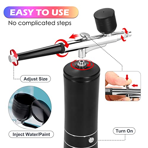Airbrush Kit with Compressor, Air Brush Gun Rechargeable Portable High Pressure Air Brushes with 0.3mm Nozzle and Cleaning Brush Set for Painting, Nlapldy