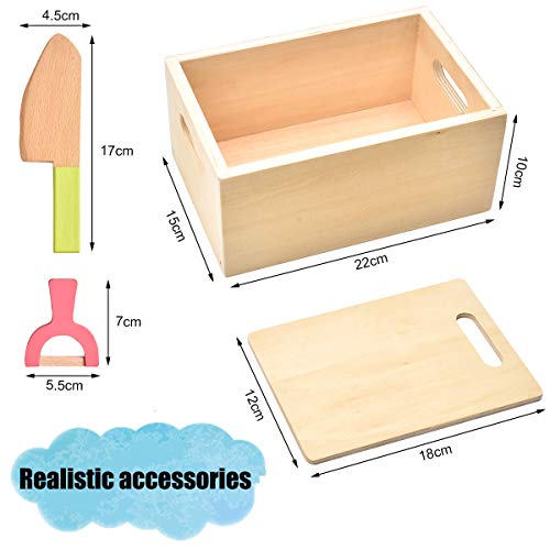 CARLORBO Wooden Play Food for Kids Kitchen - Toys Food Vegetables and Fruit for 2 Year Old Boys Girls Role Pretend Play Early Education Montessori CARLORBO