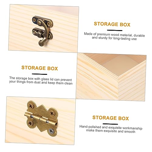 Holibanna 2pcs Box Wooden Storage Box Jewelry Container Wooden Treasure Containers Jewelry Organizer Clear Earring Display Holder Earring Gift Boxes Holibanna