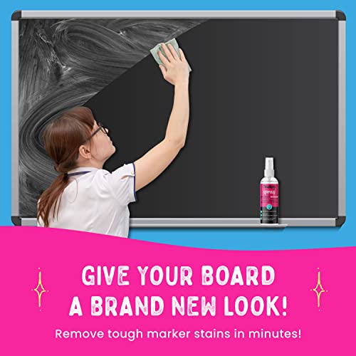 Chalkola Natural Chalkboard Cleaner Spray & Eraser Kit for Liquid Chalk Markers - Suitable for Whiteboard, Blackboard and Dry Erase Boards - Comes Chalkola