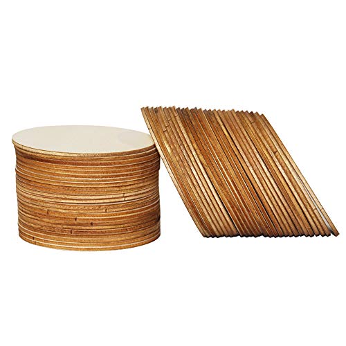 MONKEY SUN 48 Pieces 4 x 4 Inches Unfinished Round Wood Blank Coaster Bulk for Drinks, Painting, Writing, Bar, Kitchen Home Decor, DIY Craft, Party MONKEY SUN