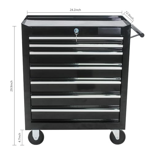 7 Drawer Rolling Tool Chest,Tool Cabinet on Wheels with Locking System,Rolling Tool Box Organizer Tool Case,Multifunctional Tool Cart Mechanic Tool Fulvari