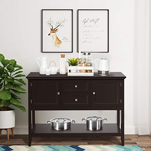 Giantex Buffet Sideboard, Wood Storage Cabinet, Console Table with Storage Shelf, 2 Drawers and Cabinets, Living Room Kitchen Dining Room Furniture, Giantex