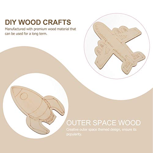 Home Decor Decor Decoration 27pcs Unfinished Wood Space Slices Blank Wood Astronaut Discs Spaceship Alien Chips DIY Arts Crafts for Space Themed EXCEART