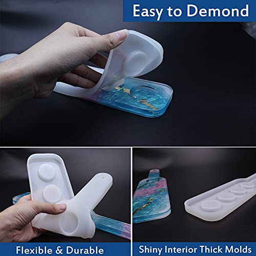 ResinWorld Shot Glass Serving Tray Mold, Shot Glass Holder Mold for Resin, 4 Holes Shot Glasses Tray Resin Mold, for Party Home Decor ResinWorld