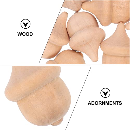 BESTOYARD 20Pcs Unfinished Wooden Peg Dolls Acorn Wood Craft Farmhouse Wooden Cut Out for Thanksgiving Fall Autumn Living Room Nursery Decor BESTOYARD