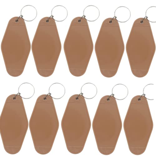 Nwsrayu 10pcs Blank Hotel Keychains Bulk Vintage Motel Keychain Vinyl HTV printing Keychains DIY Keychain tags(Coffee) Nwsrayu