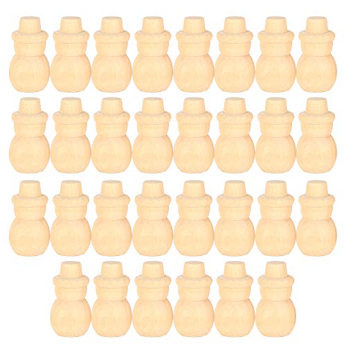 30Pcs Unfinished Wood Peg Dolls, Snowman Wooden Tiny Doll Wood Snowman Figures Wooden Peg People for Craft Art Projects and Decoration HERCHR