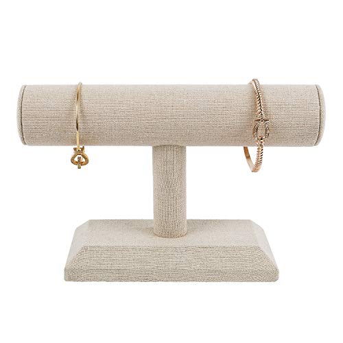 MOOCA Linen Covered Wood Jewelry Display, Jewelry Stand, Perfect for Bracelet Bangle Watch for Home Organization, Store, Tradeshow and Showcase, 7 MOOCA