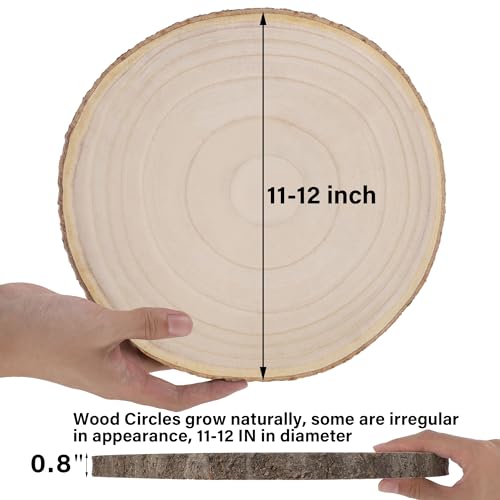 Sancodee 8 Pcs Large Unfinished Wood Slices, 11-12 Inches Wood Slabs for Centerpieces Natural Wooden Circle, DIY Wood Centerpieces for Tables Wedding Sancodee
