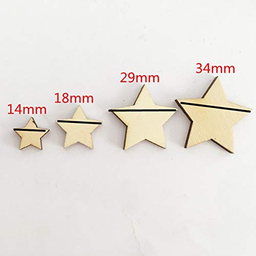Sewroro 200pcs Wooden Stars Unfinished Wood Star Pieces Mini Unfinished Wood Craft Star Craft Wood for Making Wedding Crafts Sewroro