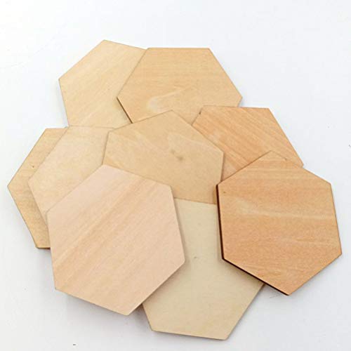 Decoraciones para Salas De Casa Hexagon 50Pcs Wooden Hexagon Pieces Unfinished Hexagon Cutout Christmas DIY Craft Supplies Decorations Ornaments 60MM Milisten