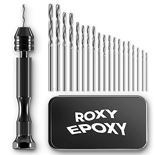 Roxy Epoxy Aluminum Alloy Pin Vise Hand Drill Bits (26 Pcs) - Rotary Tool for Resin Crafts, Jewelry Repair, and Wood Carving - Micro Mini Twist Roxy Epoxy