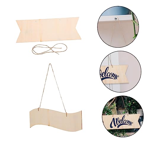 Anneome 4pcs Wooden Sign Unfinished Hanging Sign Unfinished Hanging Wood Plaque Sign for Front Door Blank Wooden Plaques Unfinished Blank Plaques DIY Anneome