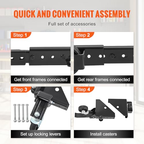 VEVOR Adjustable Universal Mobile Base 700 LBS Load-Bearing Capacity Heavy-Duty Mobile Base Rolling Mobile Base with Locking Levers, Used for VEVOR