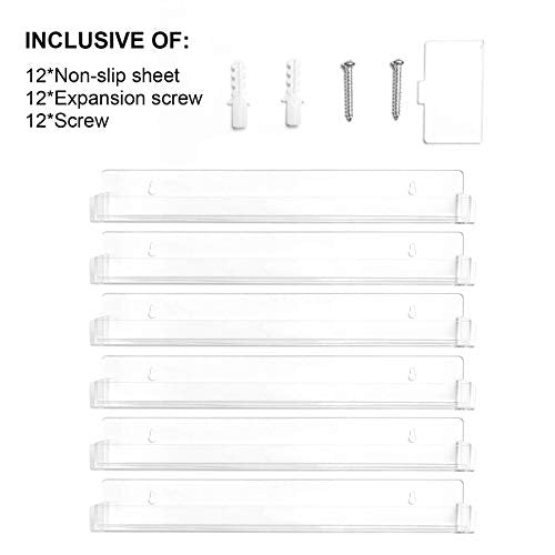 BTremary Acrylic Nail Polish Wall Mounted Holder Organizer Storage Rack Clear 6 Pack Hanging Nail Polish Shelf Floating Wall Mount Hold up to 96 BTremary