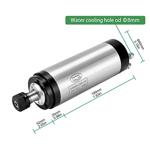 CNC Spindle Motor Kits, 110V 2.2KW 80mm Water Cooled Spindle Motor CNC motor +110V 2.2KW VFD+Clamp Mount +Water Pump+ Water pipe+ER20 Collet set + Zhong Hua Jiang