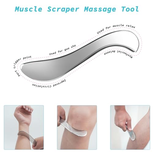 2-in-1 Stainless Steel Gua Sha Muscle Scraper Tool, Myofascial Scraping Tools for Physical Therapy, Lymphatic Drainage Massager, Soft Tissue Massage AICNLY