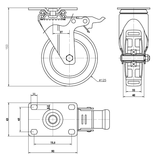 Finnhomy 5 Inch Casters Wheels Set of 4 Heavy Duty Plate Swivel Locking Casters for Furniture/Workbench Premium Industrial Wheels 3000 Lbs Anti-wear Finnhomy