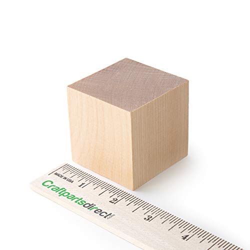 2 inch Wood Blocks | Natural Unfinished Craft Wooden Cubes -by CraftpartsDirect.com | Bag of 10 Craftparts Direct